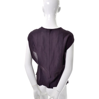 2000s Yves Saint Laurent Tom Ford Aubergine Sleeveless Cotton Top shirt M