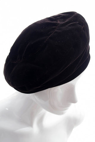 Yves Saint Laurent 1970s vintage hat brown velvet beret - Dressing Vintage